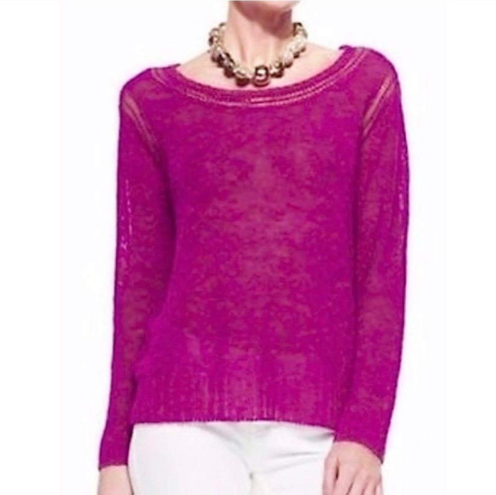 EILEEN FISHER Organic Linen & Cotton Blend Bateau Neck Loose Knit Sweater